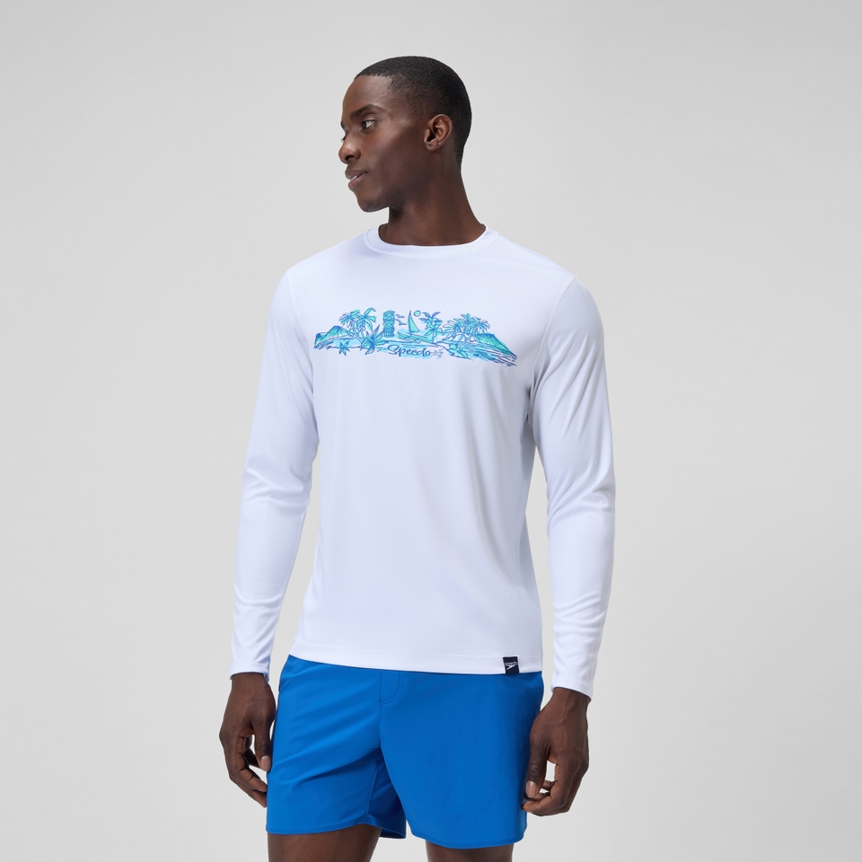 Men's Long Sleeve Swim Shirt White