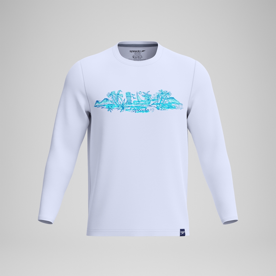Men's Long Sleeve Swim Shirt White