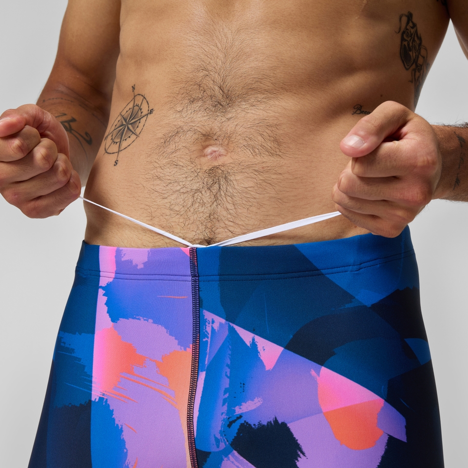 Square Leg Beachstar à motif imprimé pour hommes, bleu/rose