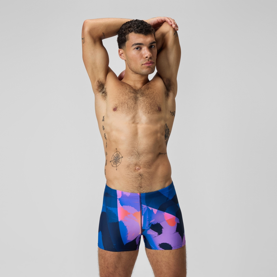 Square Leg Beachstar à motif imprimé pour hommes, bleu/rose