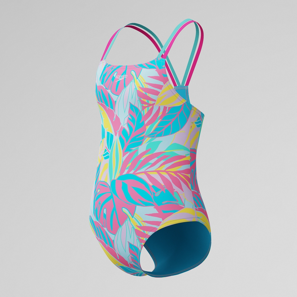 Girl's Print Strappy One Piece Multicolor