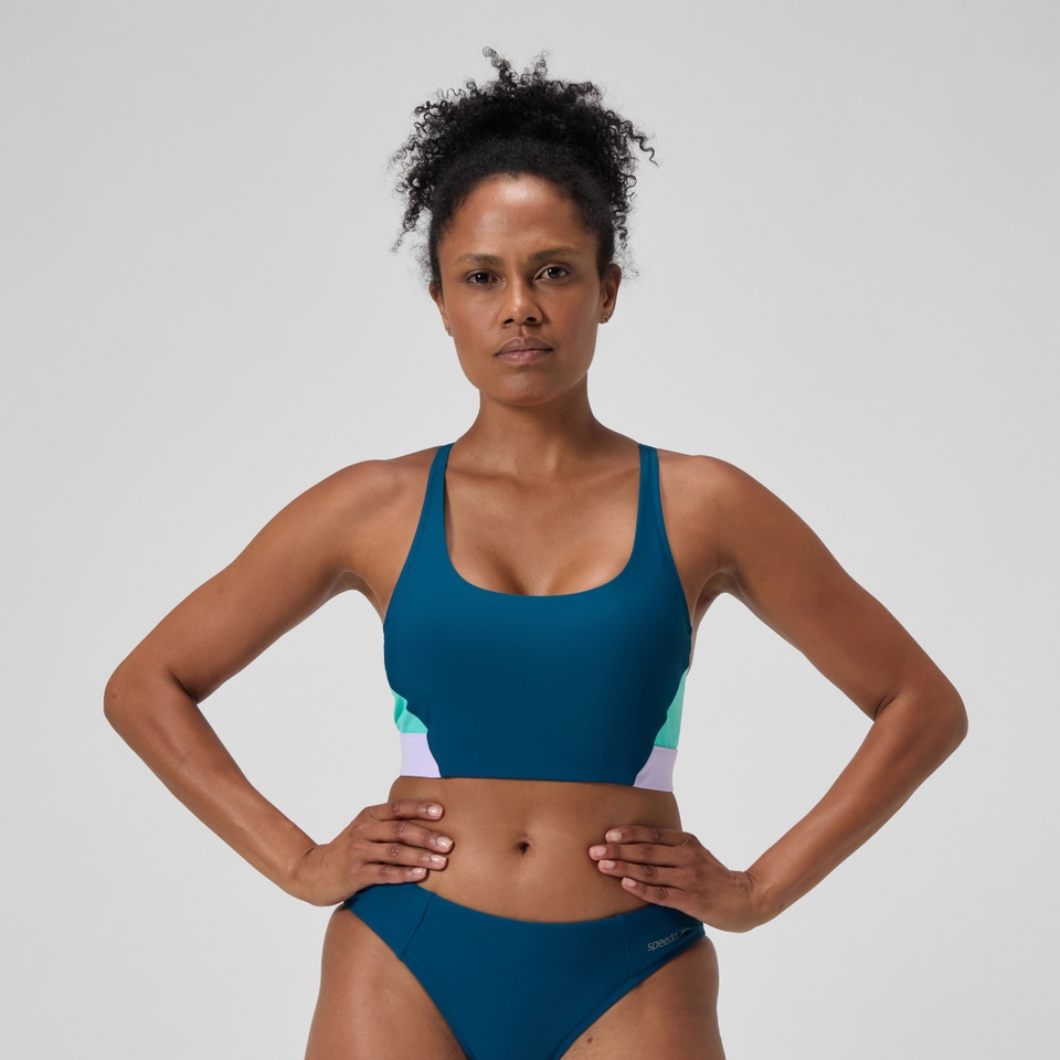 Haut pour femmes, bleu/vert
