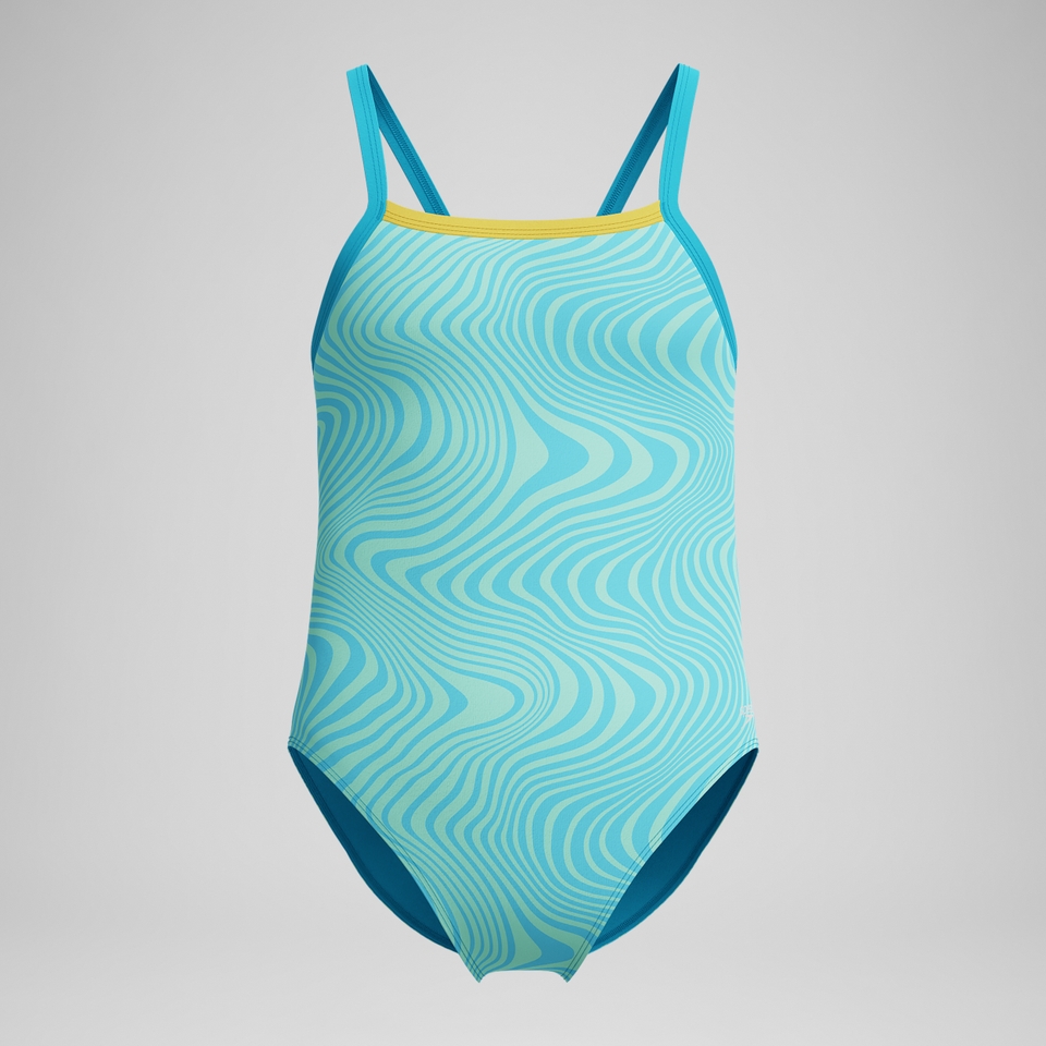 Girls Print Propel Back One Piece Blue/Yellow