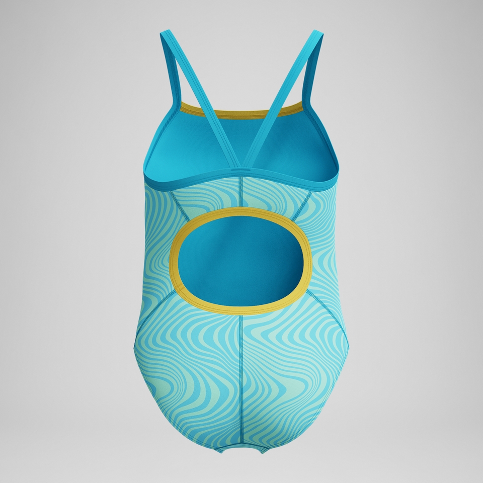 Girls Print Propel Back One Piece Blue/Yellow