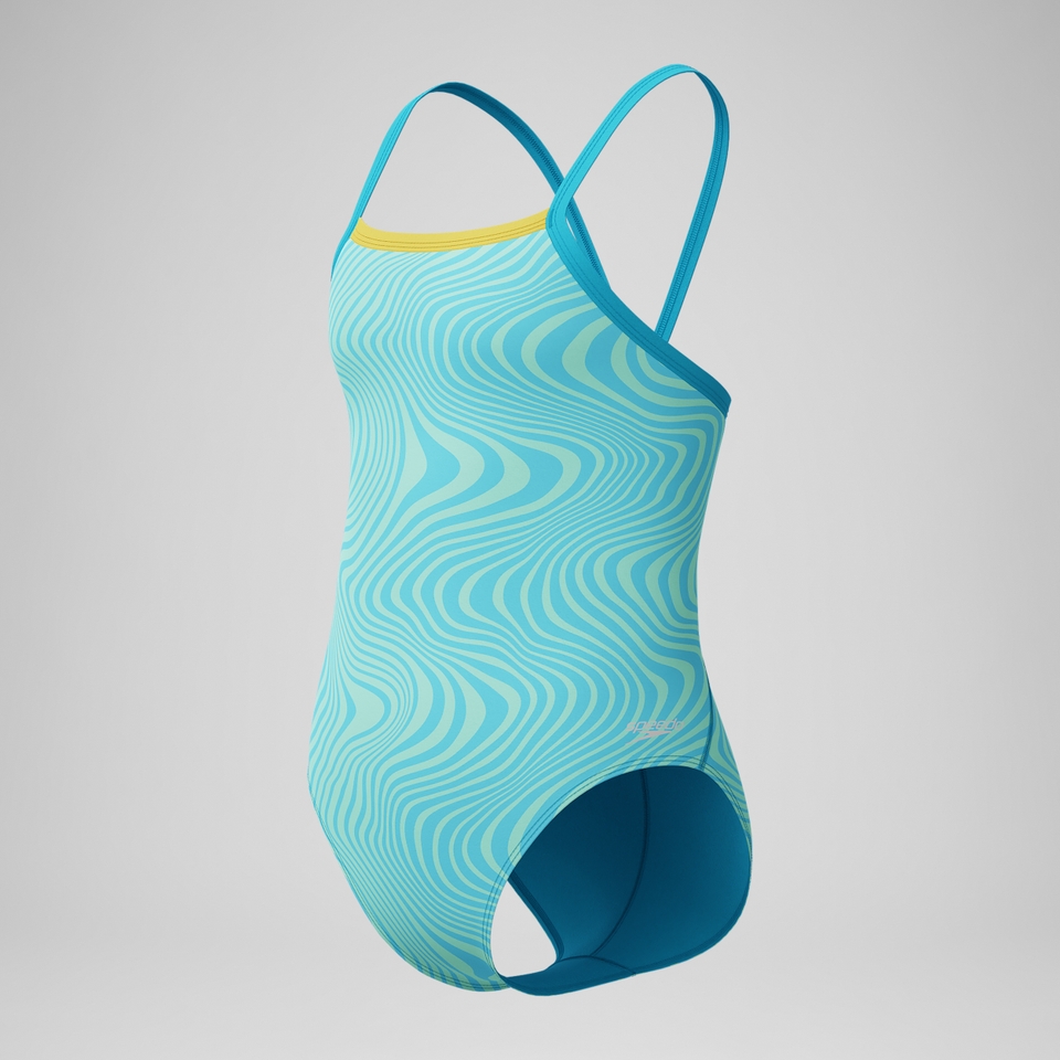 Girls Print Propel Back One Piece Blue/Yellow