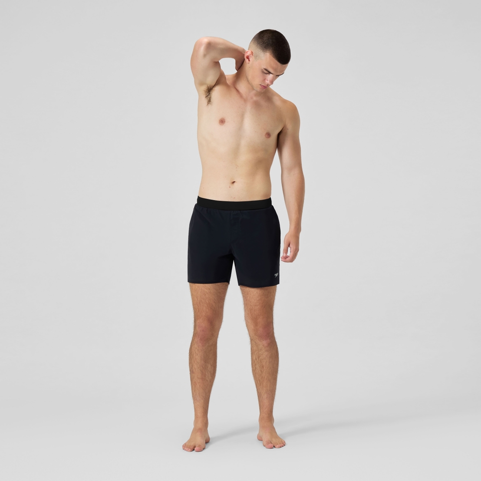 Short de bain uni Lookout 40 cm, hommes, noir