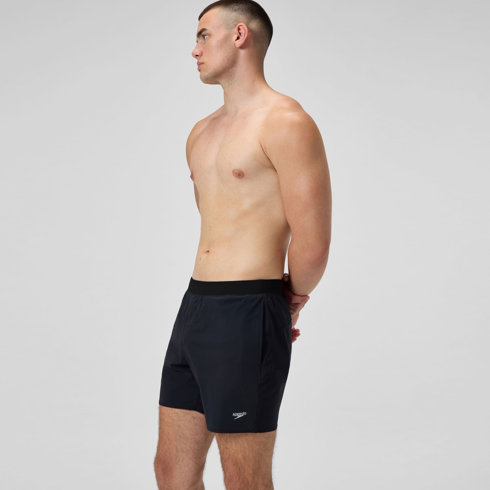 Short de bain uni Lookout 40 cm, hommes, noir