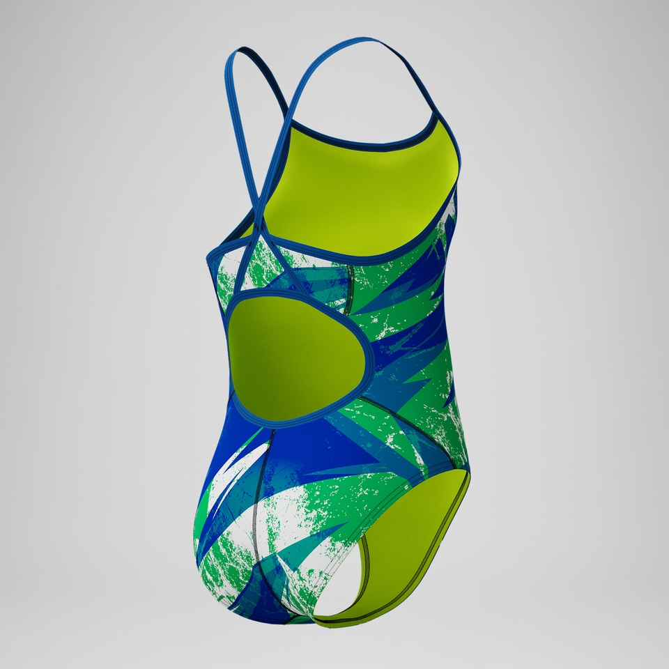 Girls Bolted Flyback One Piece Blue/Green