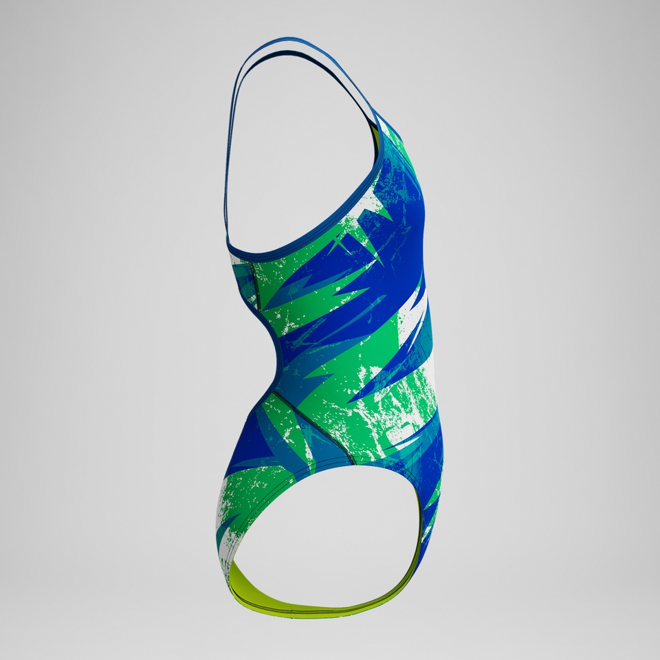 Girls Bolted Flyback One Piece Blue/Green