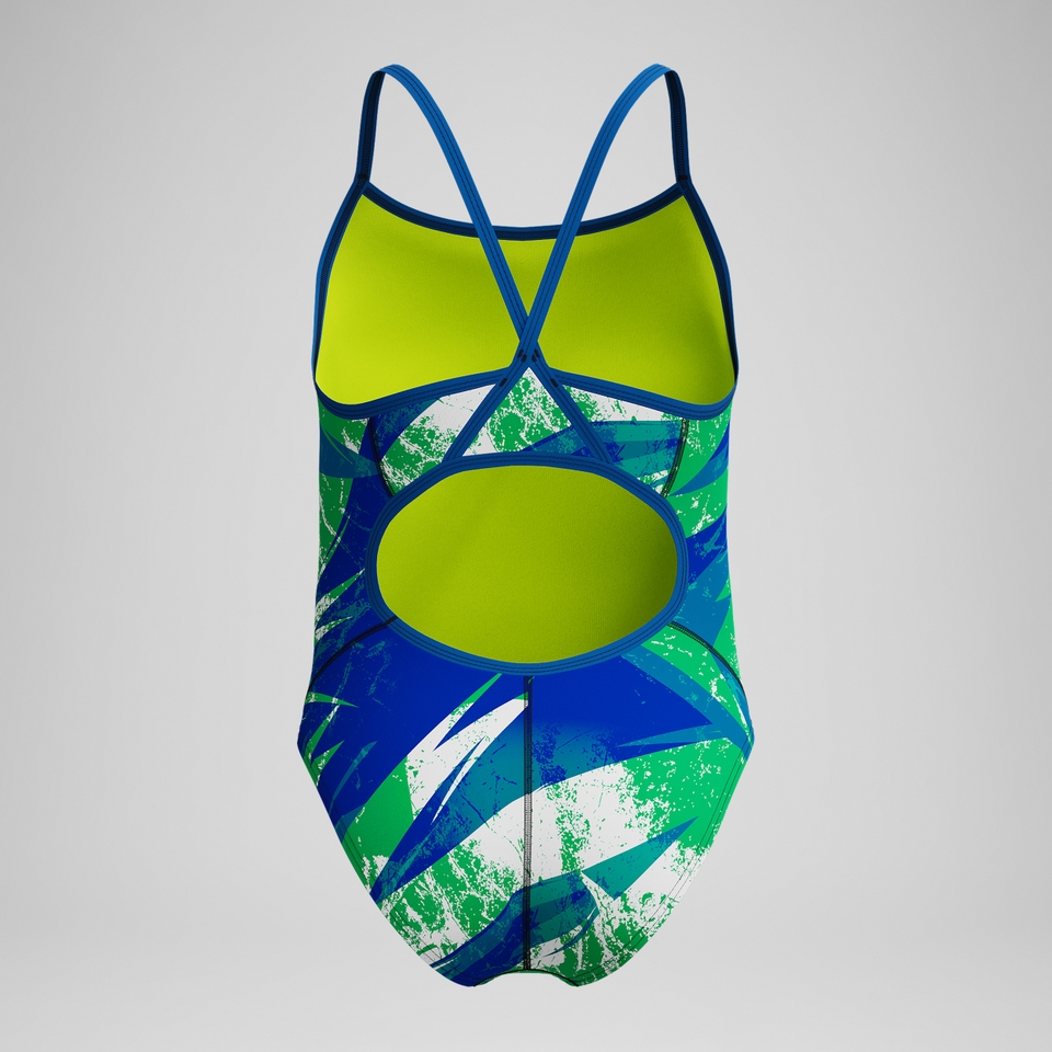 Girls Bolted Flyback One Piece Blue/Green