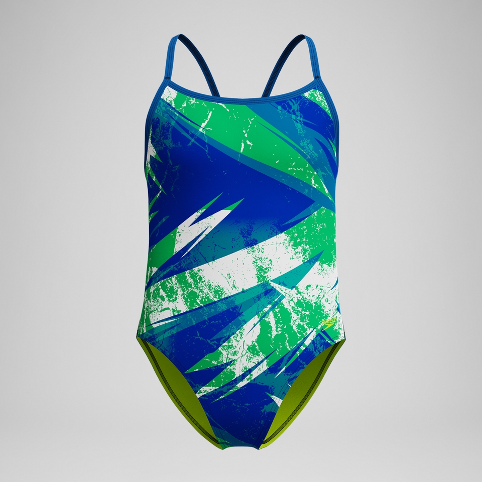 Girls Bolted Flyback One Piece Blue/Green