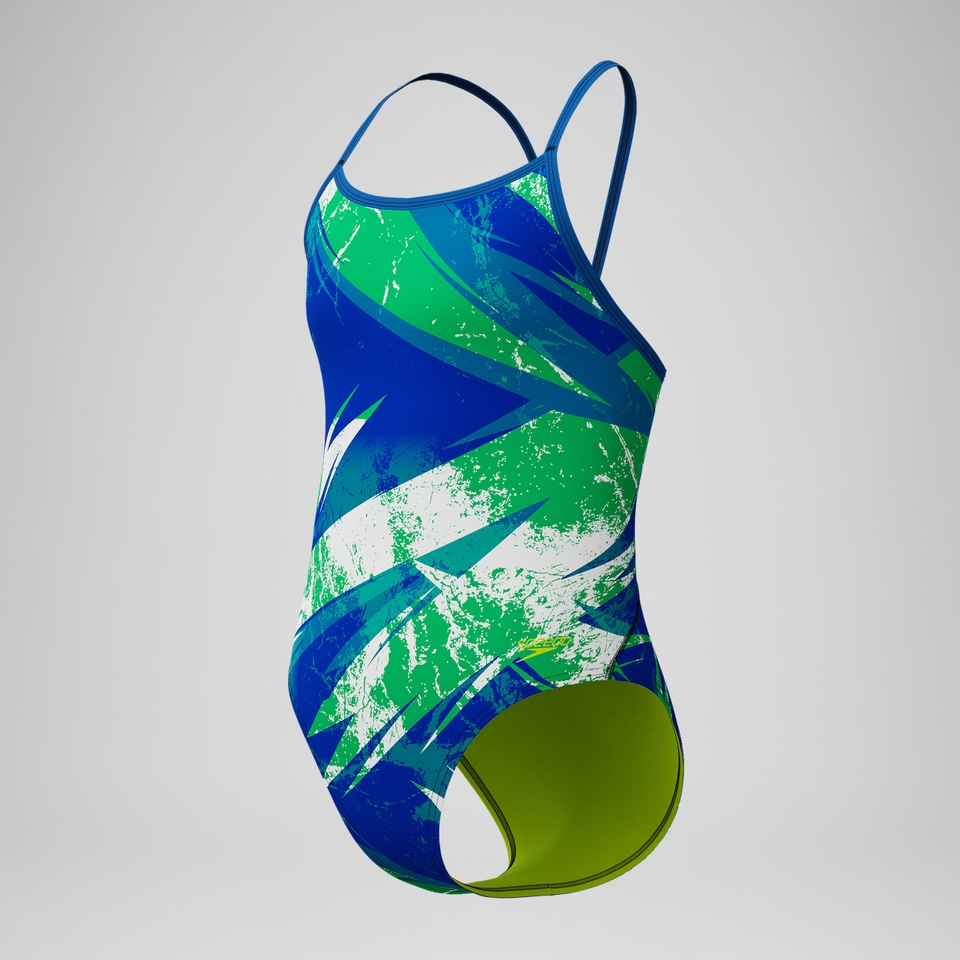 Girls Bolted Flyback One Piece Blue/Green