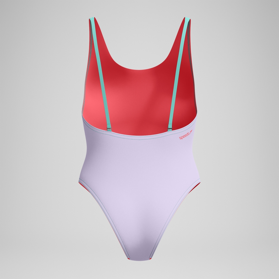 FLU3NTE Convertible-Badeanzug in Colourblock-Optik Lila/Grün für Damen