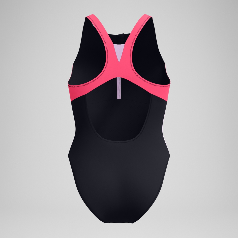 Women's Colourblock Zip Swimsuit Black/Pink