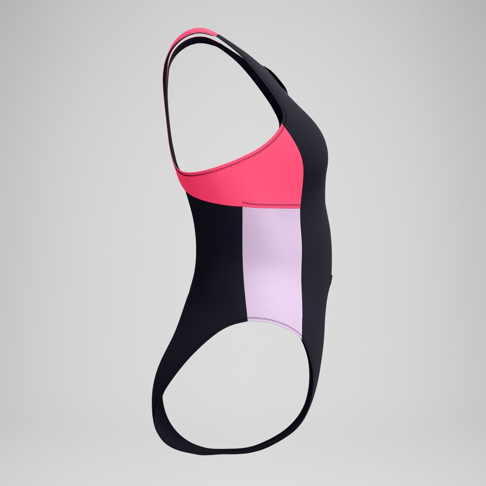 Women's Colourblock Zip Swimsuit Black/Pink