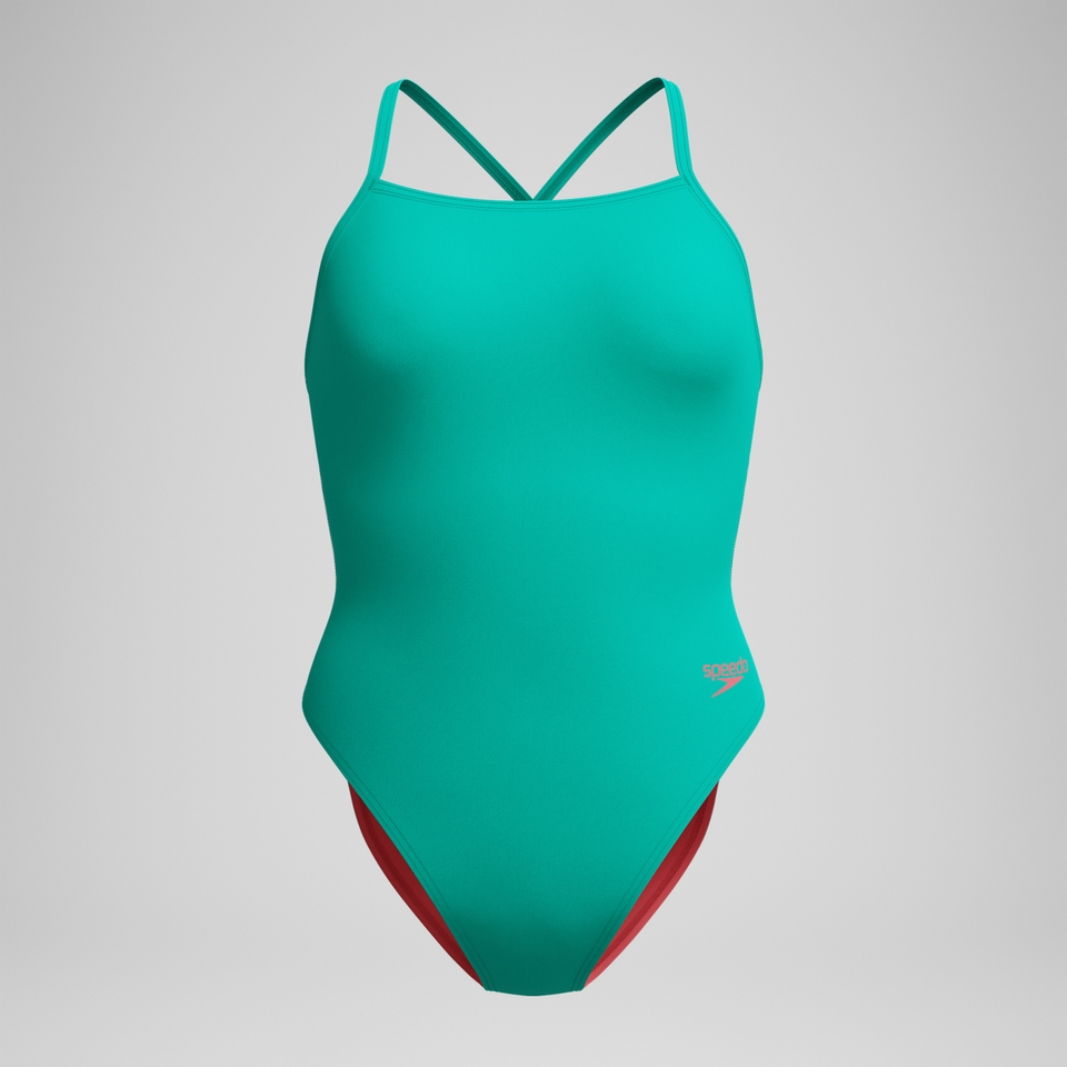 Women's Solid Twist Back One Piece Green