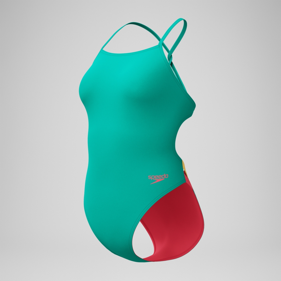 Women's Solid Twist Back One Piece Green