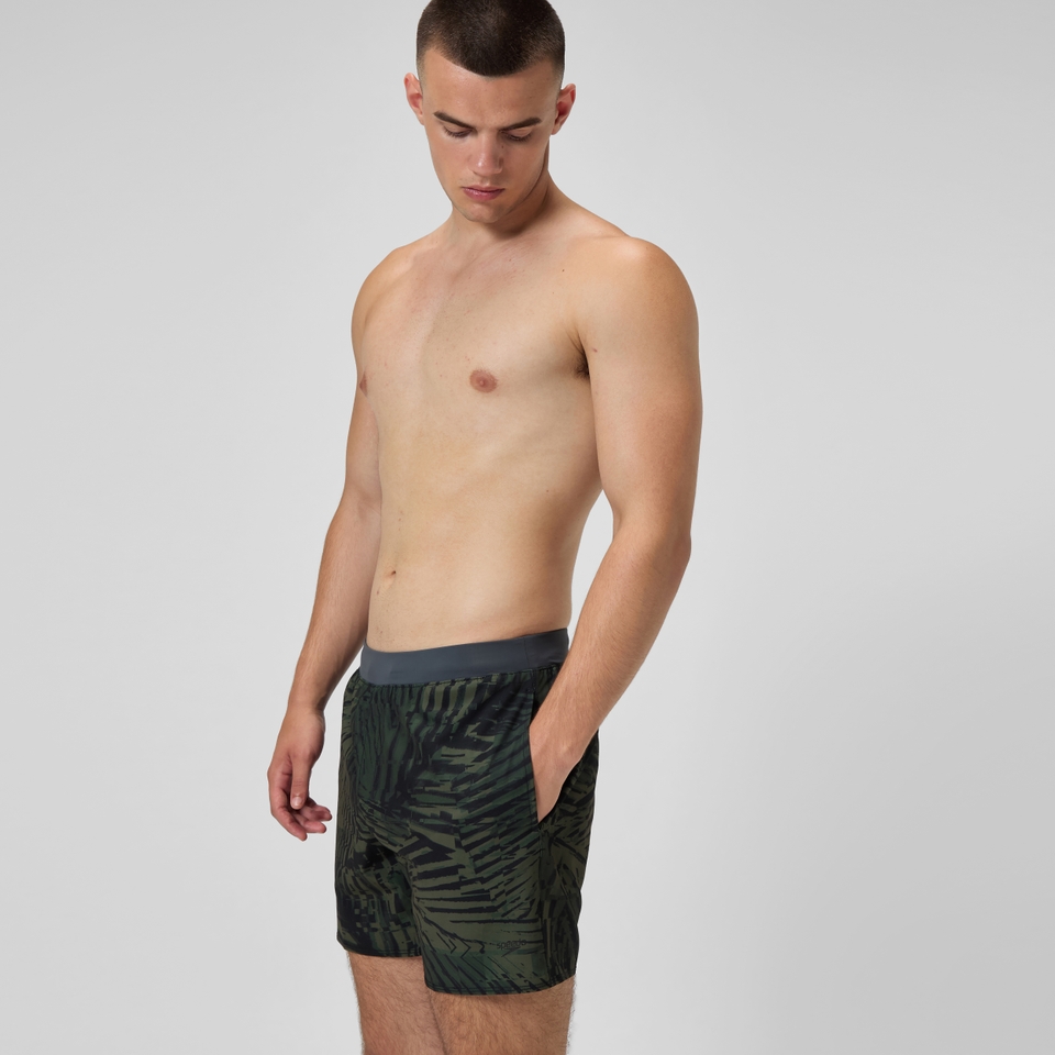 Lookout Bedruckte Badeshorts 40 cm Grün für Herren