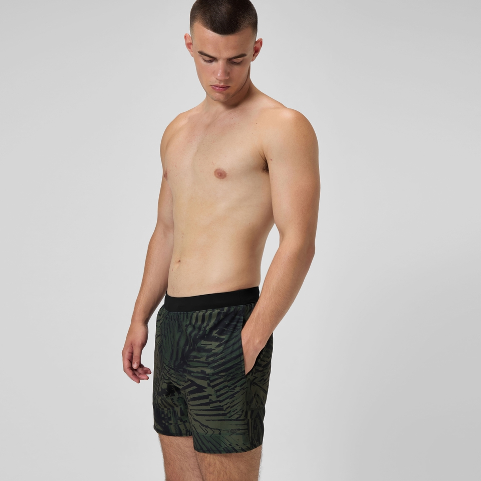 Men's Print Volley 16" Swim Trunks Green/Black