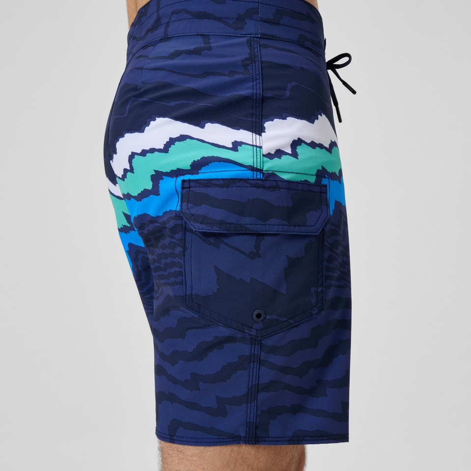 Lookout Bedruckte Badeshorts 45 cm Marineblau/Blau für Herren