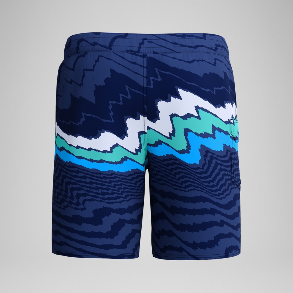 Lookout Bedruckte Badeshorts 45 cm Marineblau/Blau für Herren