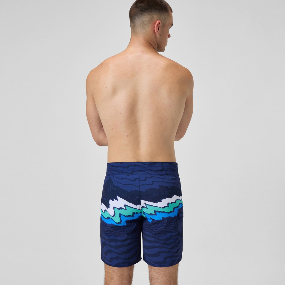 Lookout Bedruckte Badeshorts 45 cm Marineblau/Blau für Herren