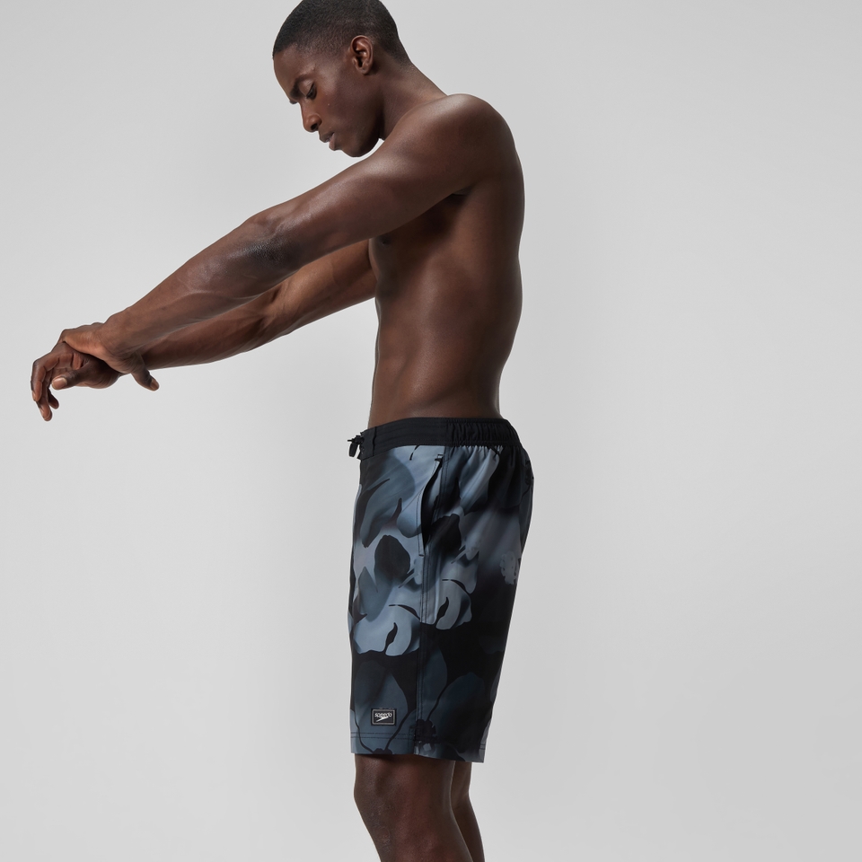 Bondi Bedruckte Badeshorts 50 cm Schwarz für Herren
