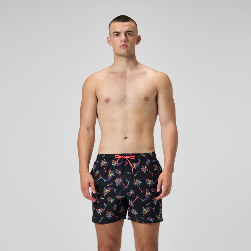 Redondo Edge Bedruckte Badeshorts 40 cm Schwarz/Orange für Herren