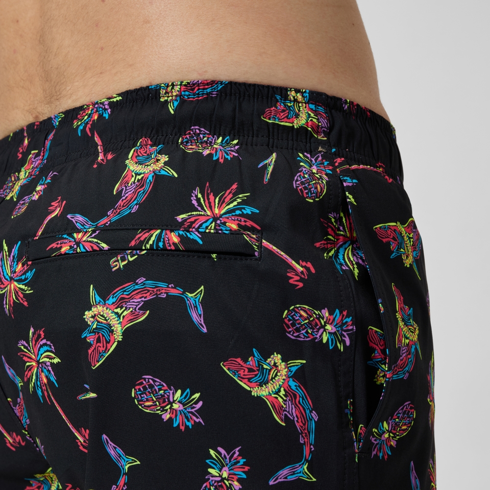 Redondo Edge Bedruckte Badeshorts 40 cm Schwarz/Orange für Herren