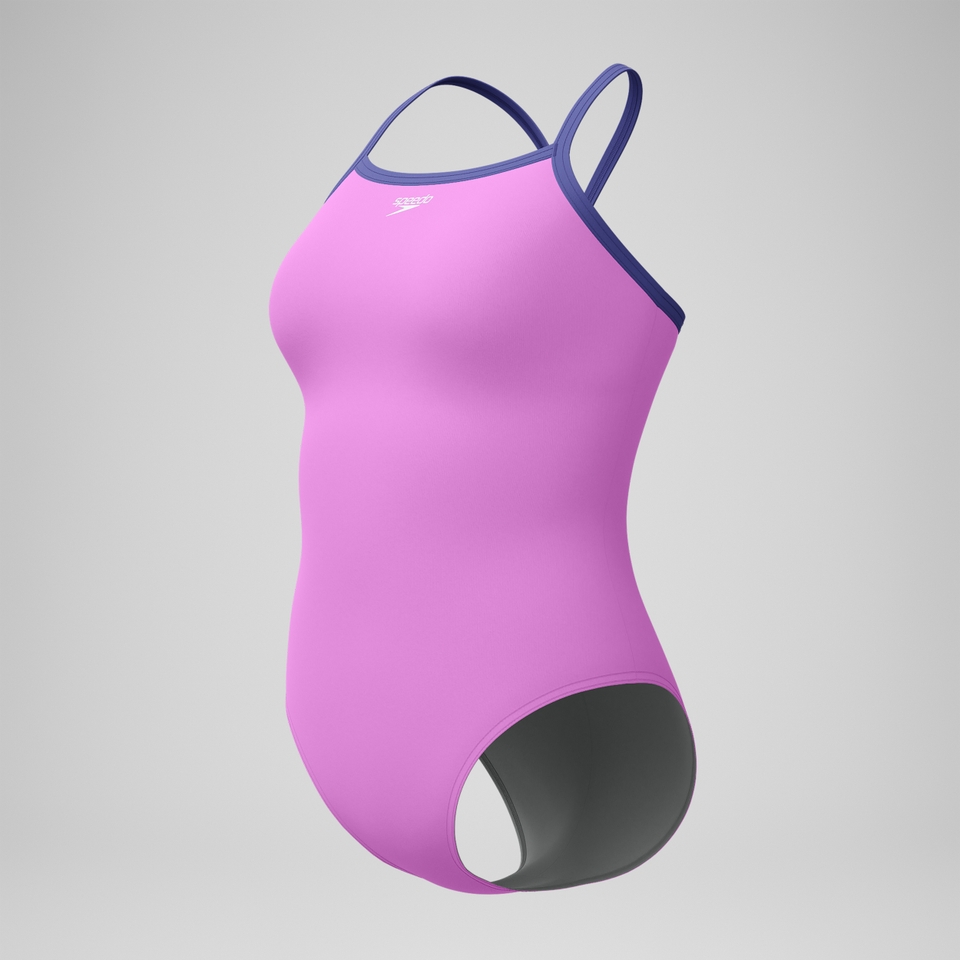 Women's Solid Closed Back Hydrobra One Piece Pink/Purple