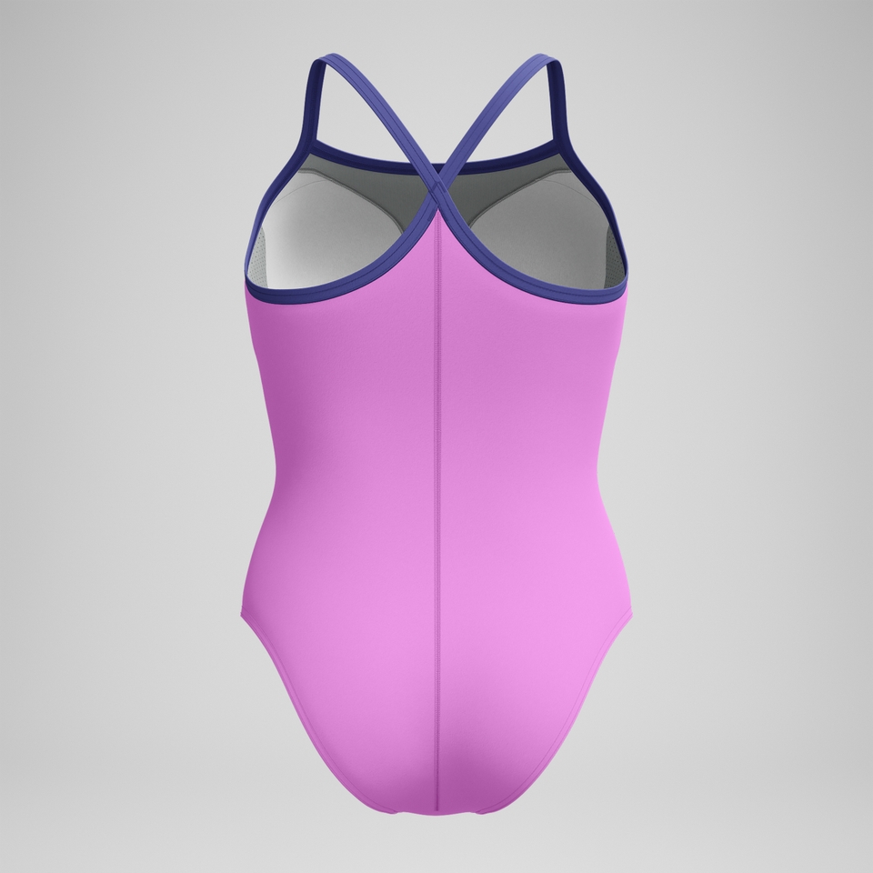 Women's Solid Closed Back Hydrobra One Piece Pink/Purple