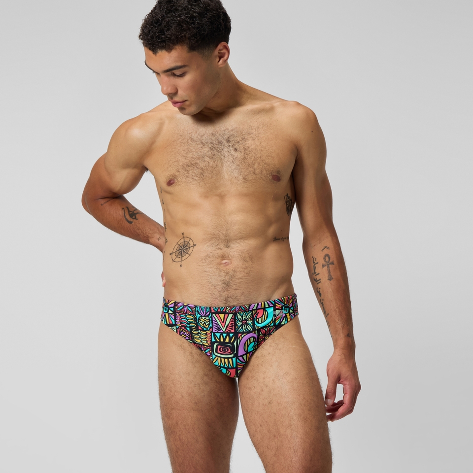 Beachstar Badehose 5 cm Schwarz/Orange für Herren