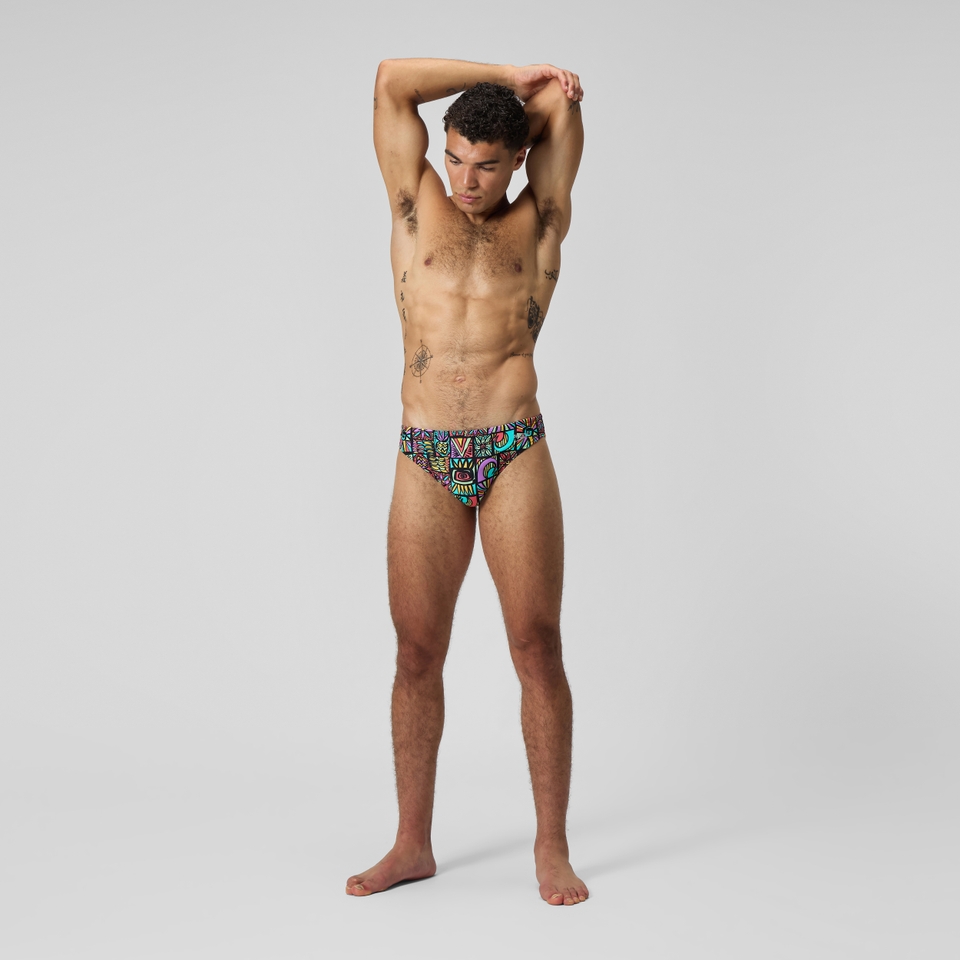 Beachstar Badehose 5 cm Schwarz/Orange für Herren
