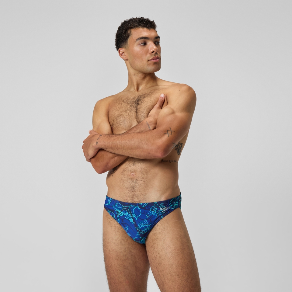 Caleçon boxeur ajusté boxeur ajusté Beachstar à motif imprimé 2 po pour hommes, bleu