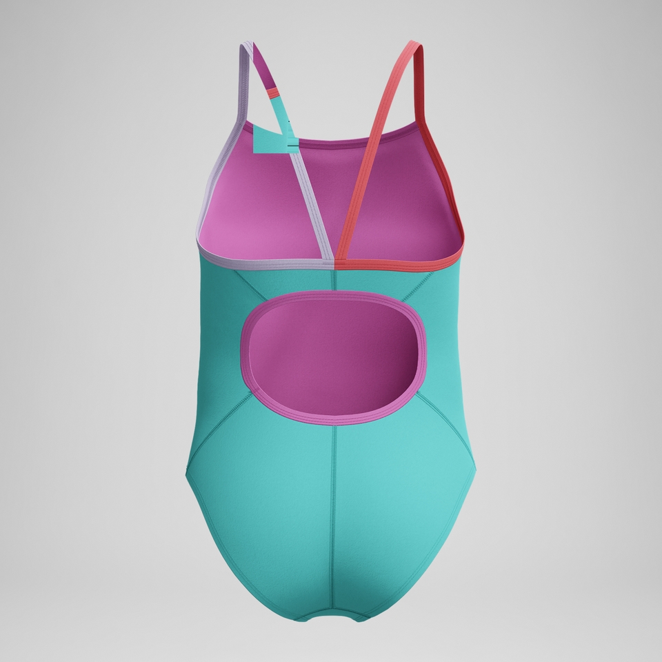 Girls Solid Propel Back One Piece Teal