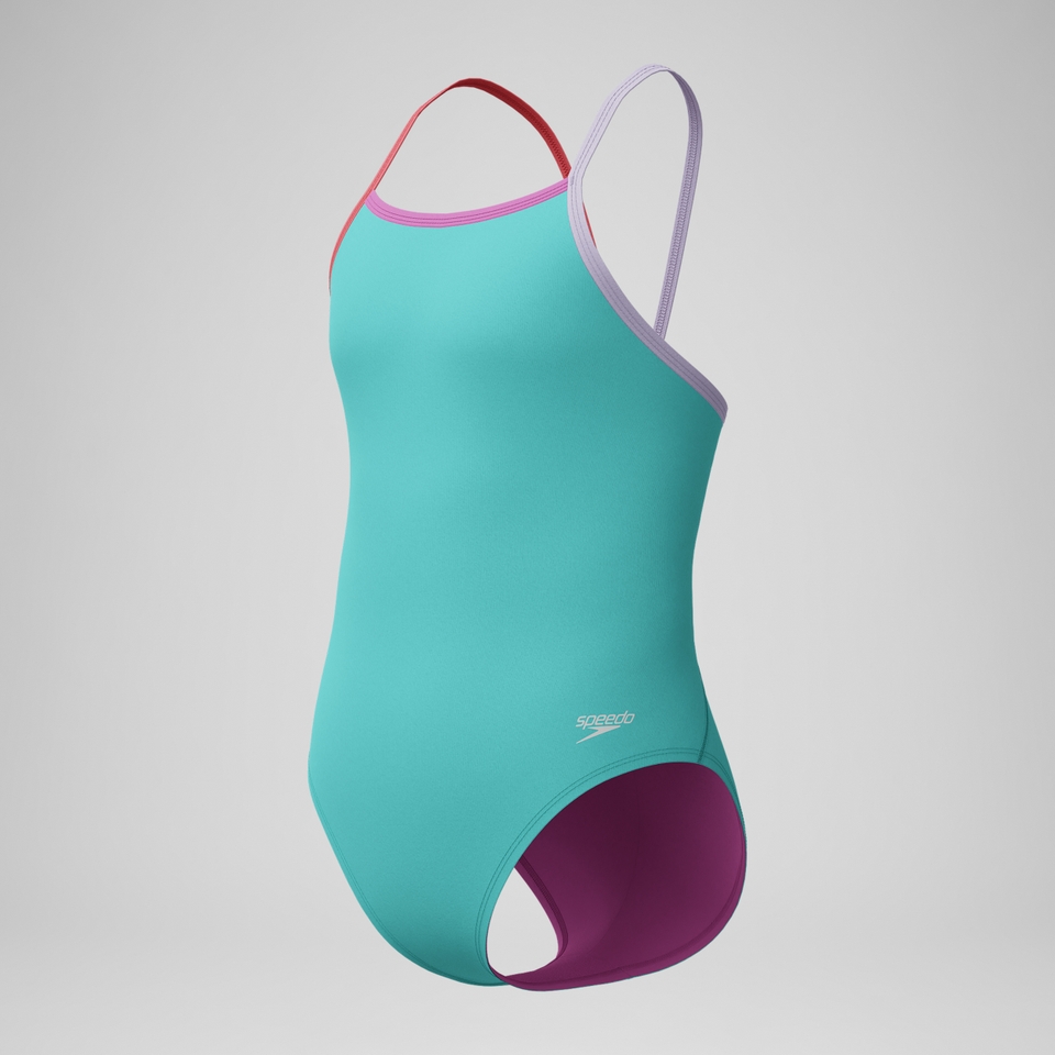 Girls Solid Propel Back One Piece Teal