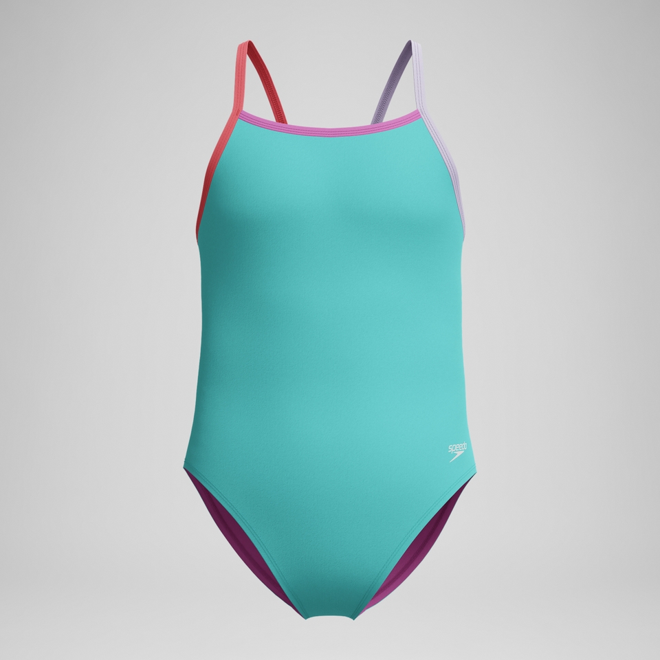 Girls Solid Propel Back One Piece Teal