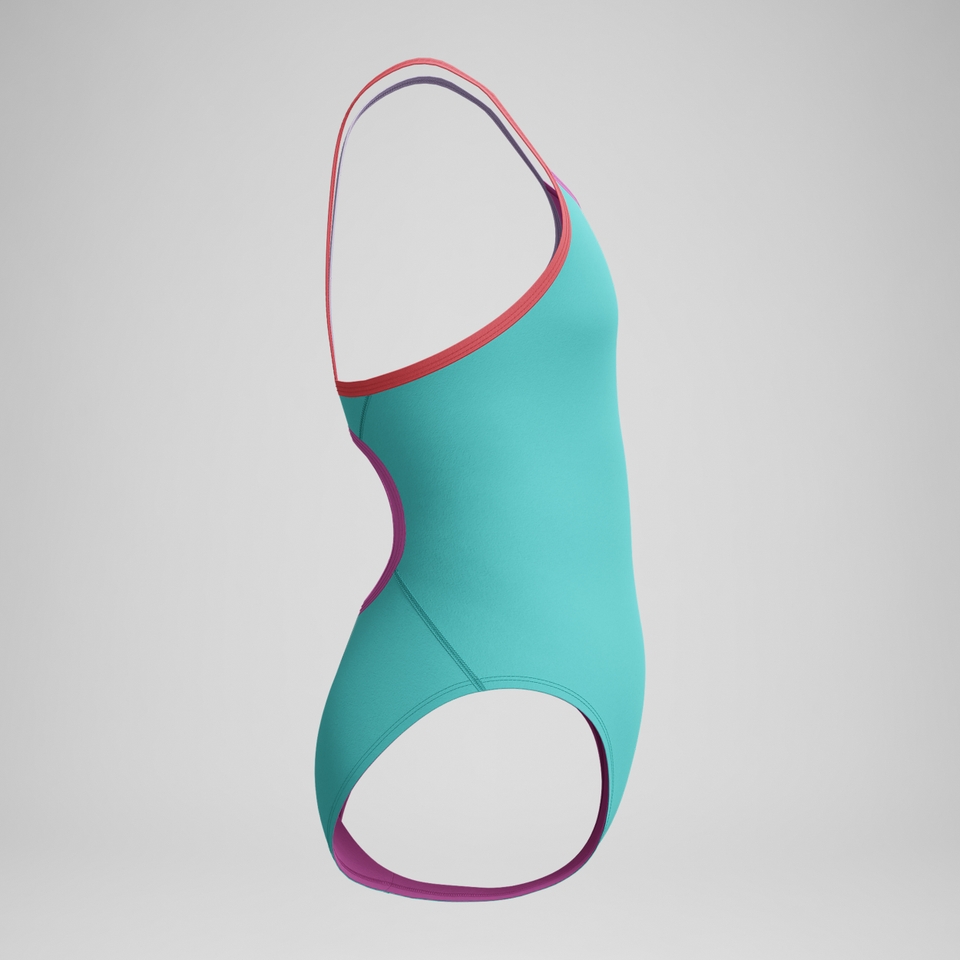 Girls Solid Propel Back One Piece Teal