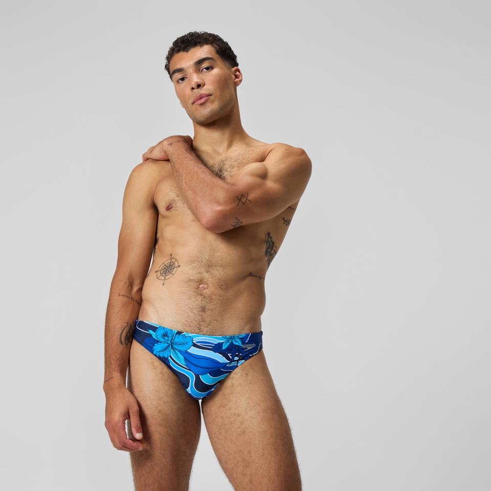 Caleçon boxeur ajusté boxeur ajusté Beachstar à motif imprimé 2 po pour hommes, bleu