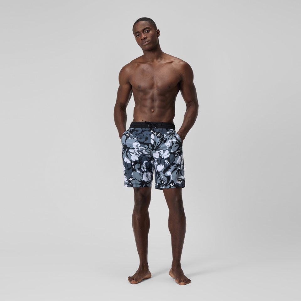 Short de bain Bondi imprimé 50 cm, hommes, gris/blanc