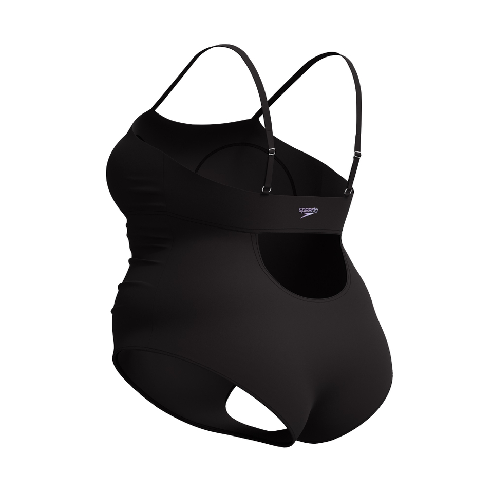 Women's New Plus Solid Shirred Tank One Piece Black