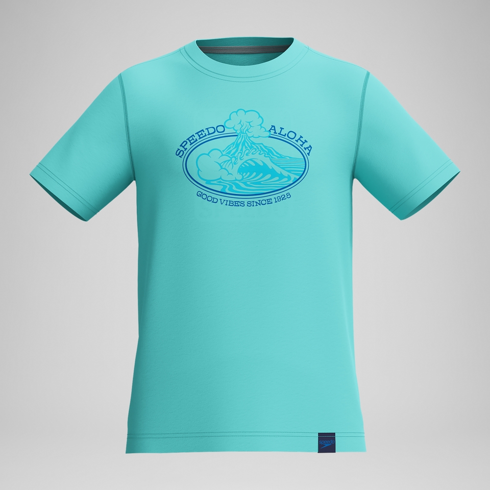 Boy's Graphic Short Sleeve SwimShirredt Light Blue