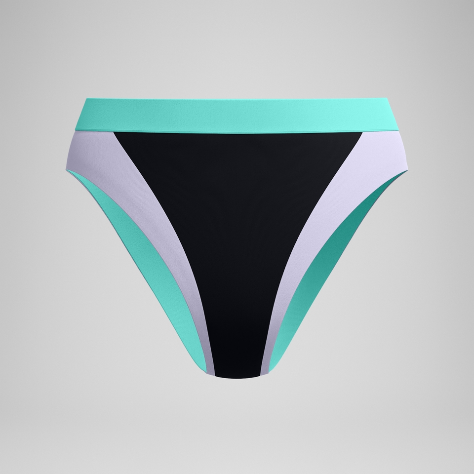 FLU3NTE Bikinihose in Colourblock-Optik mit hohem Bund Schwarz für Damen