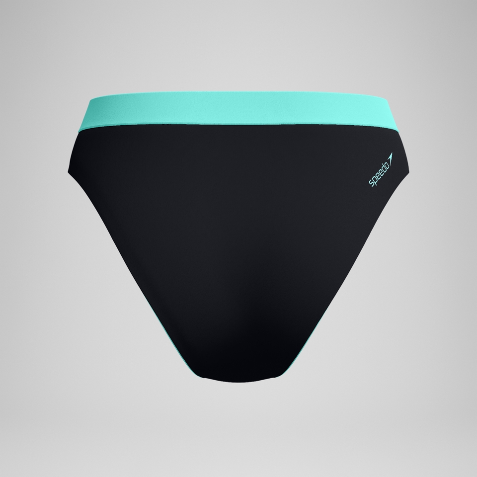 FLU3NTE Bikinihose in Colourblock-Optik mit hohem Bund Schwarz für Damen