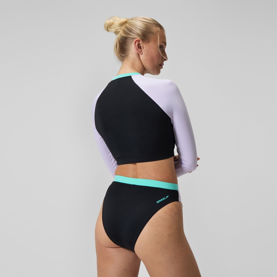 FLU3NTE Bikinihose in Colourblock-Optik mit hohem Bund Schwarz für Damen