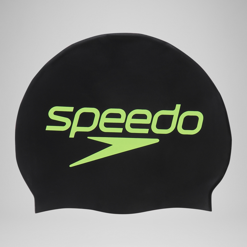 Adult Printed Silicone Swim Cap Black/Yellow