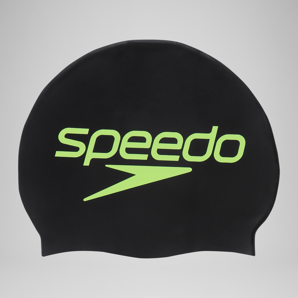 Adult Printed Silicone Swim Cap Black/Yellow