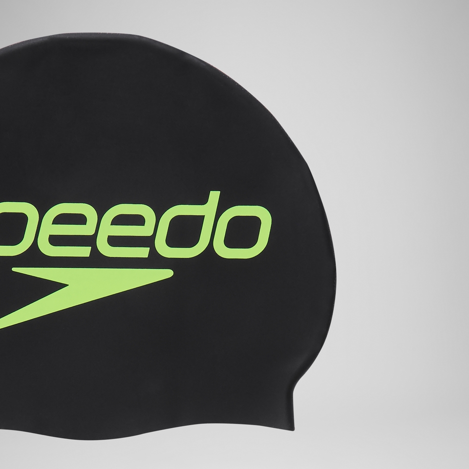Adult Printed Silicone Swim Cap Black/Yellow