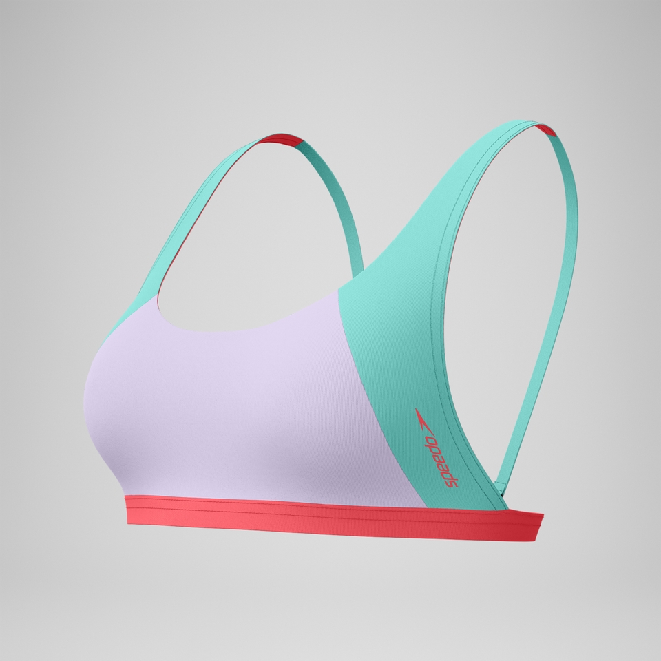 FLU3NTE Convertible-Bikinioberteil in Colourblock-Optik Lila/Grün für Damen