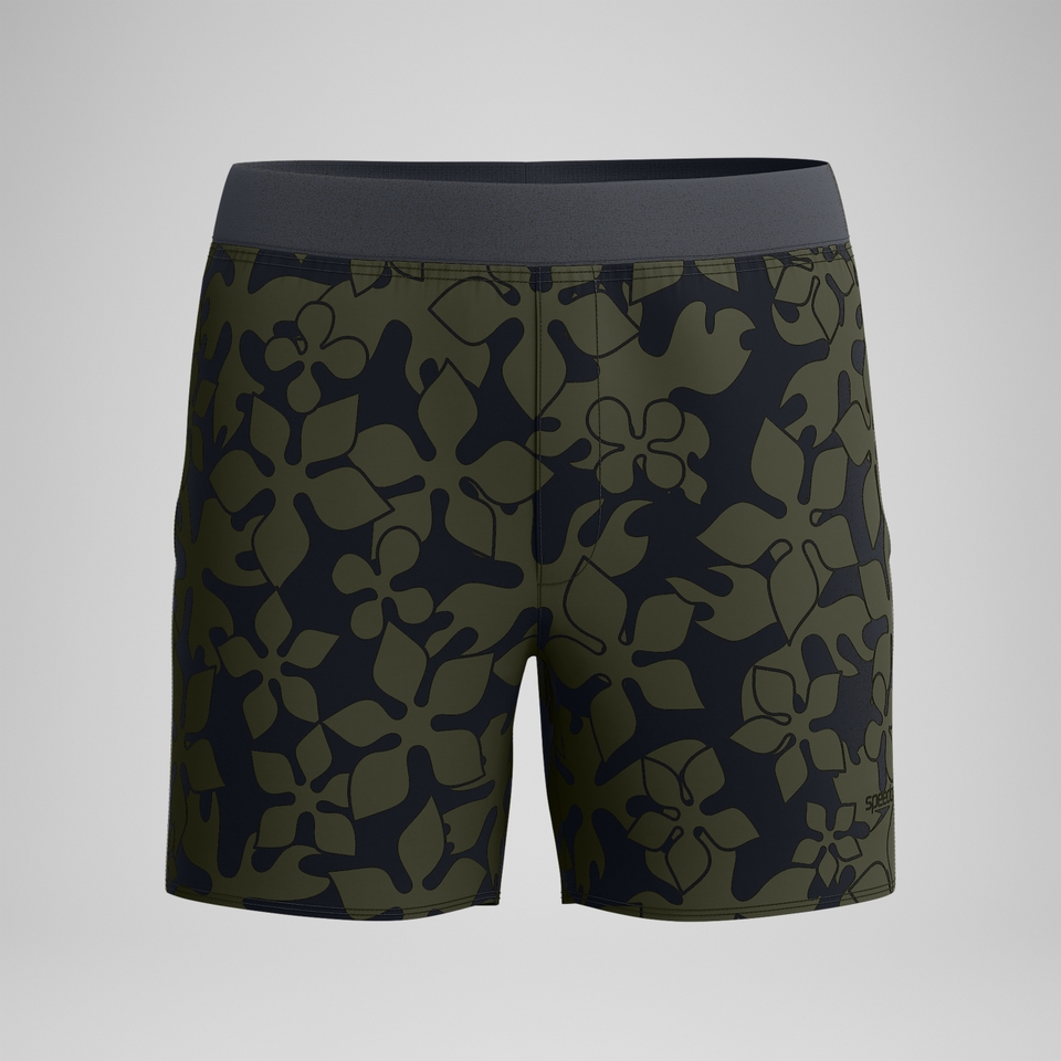 Lookout Bedruckte Badeshorts 40 cm Dunkelgrün für Herren